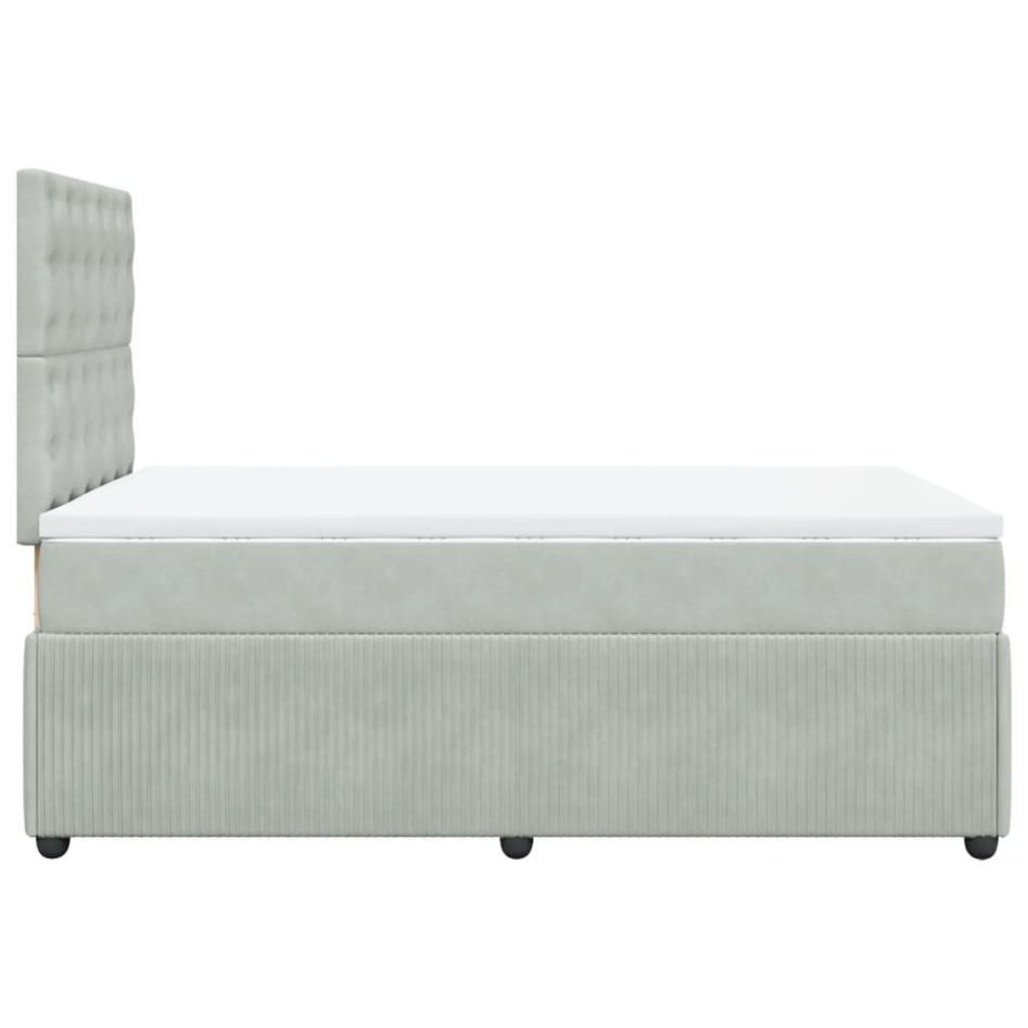 Cama box spring con colchón terciopelo gris claro 120x200
