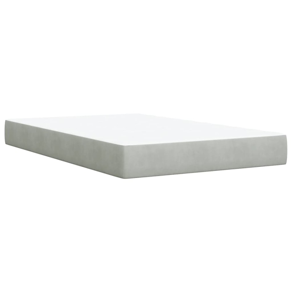 Cama box spring con colchón terciopelo gris claro 120x200