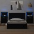 Cabecero de cama con mesitas madera de ingeniería negro 120