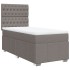 Cama box spring con colchón tela gris taupe 90x200