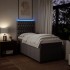 Cama box spring con colchón tela gris taupe 90x200