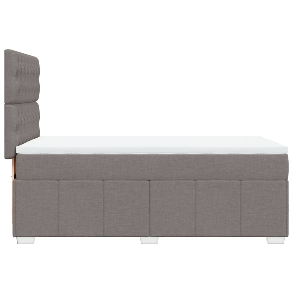 Cama box spring con colchón tela gris taupe 90x200