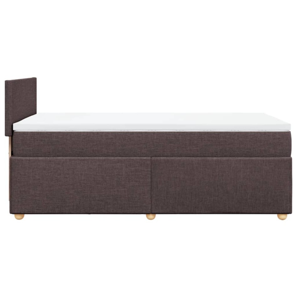 Cama box spring con colchón tela marrón oscuro 100x200