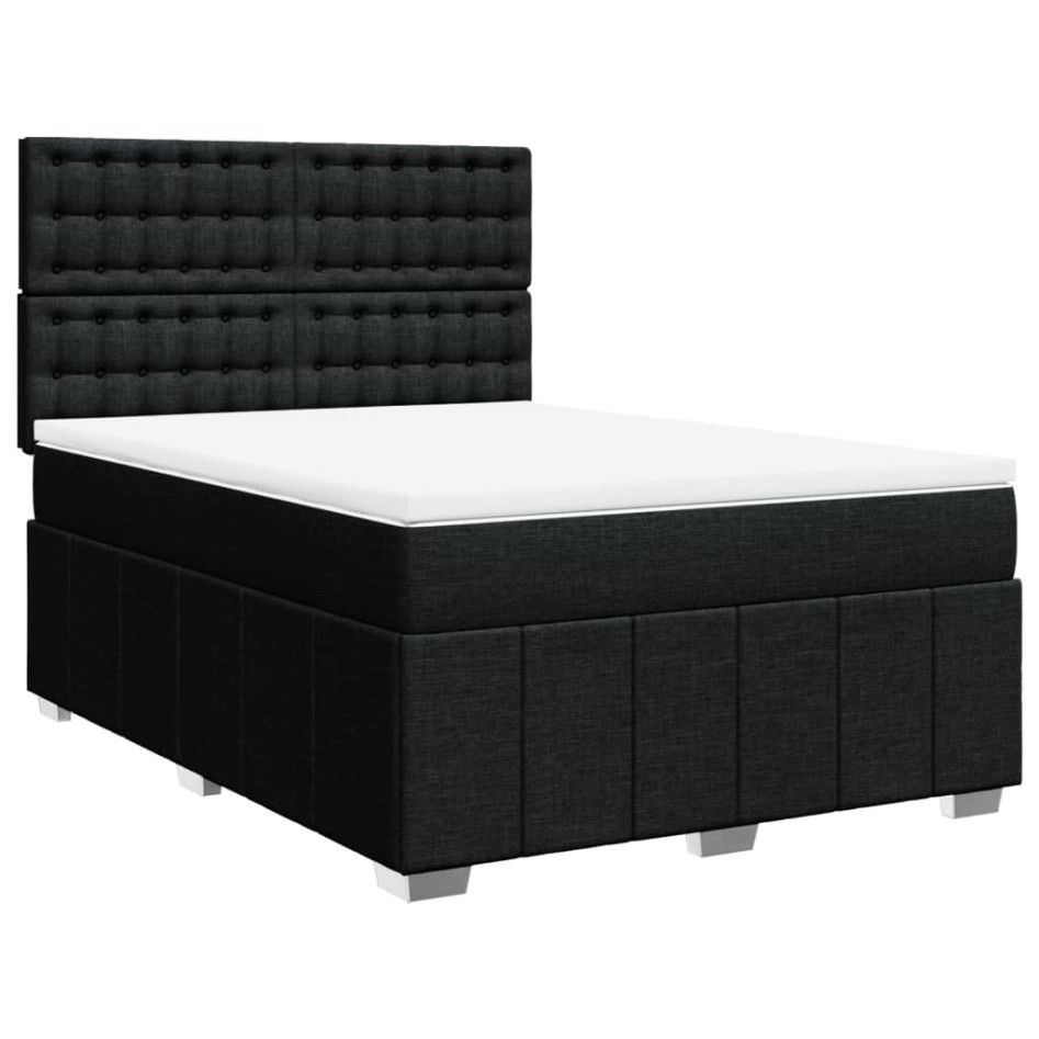 Cama box spring con colchón tela negro 140x200