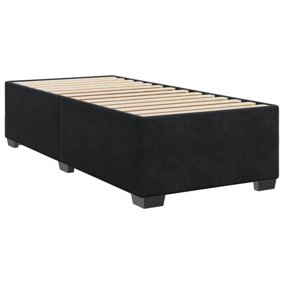 Cama box spring con colchón terciopelo negro 80x200