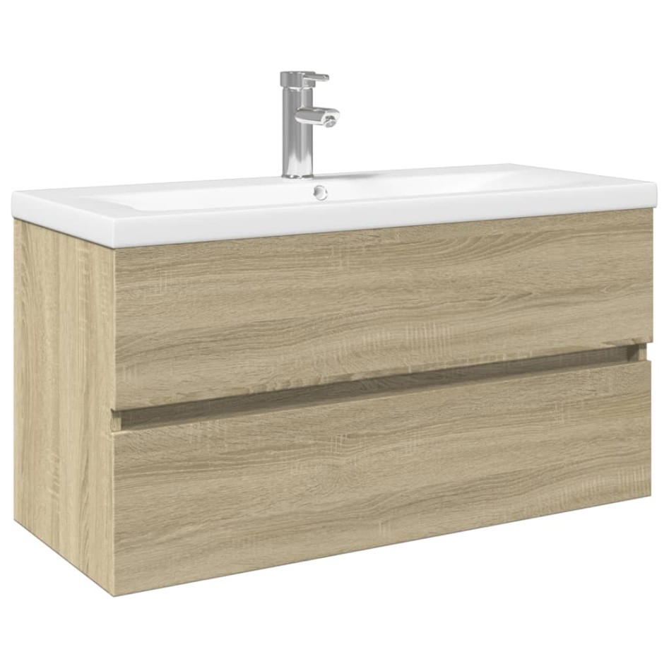 Set de mueble de baño 2 piezas cerámica y madera de