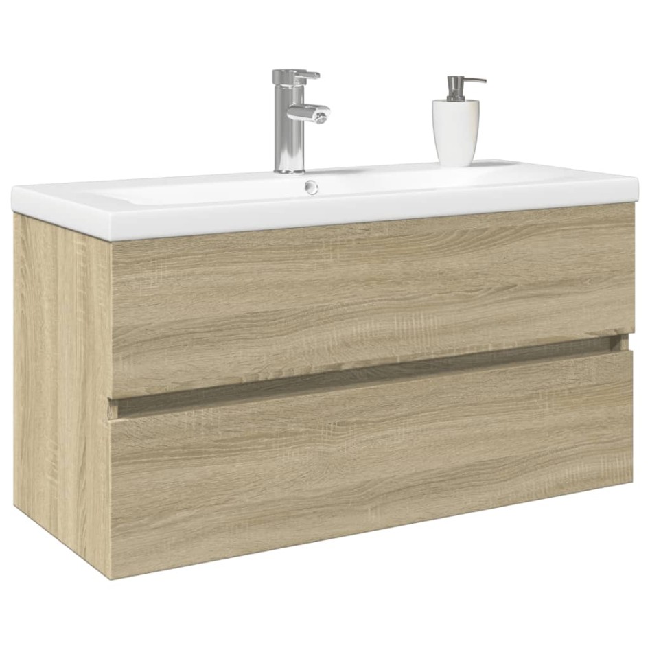Set de mueble de baño 2 piezas cerámica y madera de