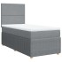 Cama box spring con colchón tela gris claro 90x190
