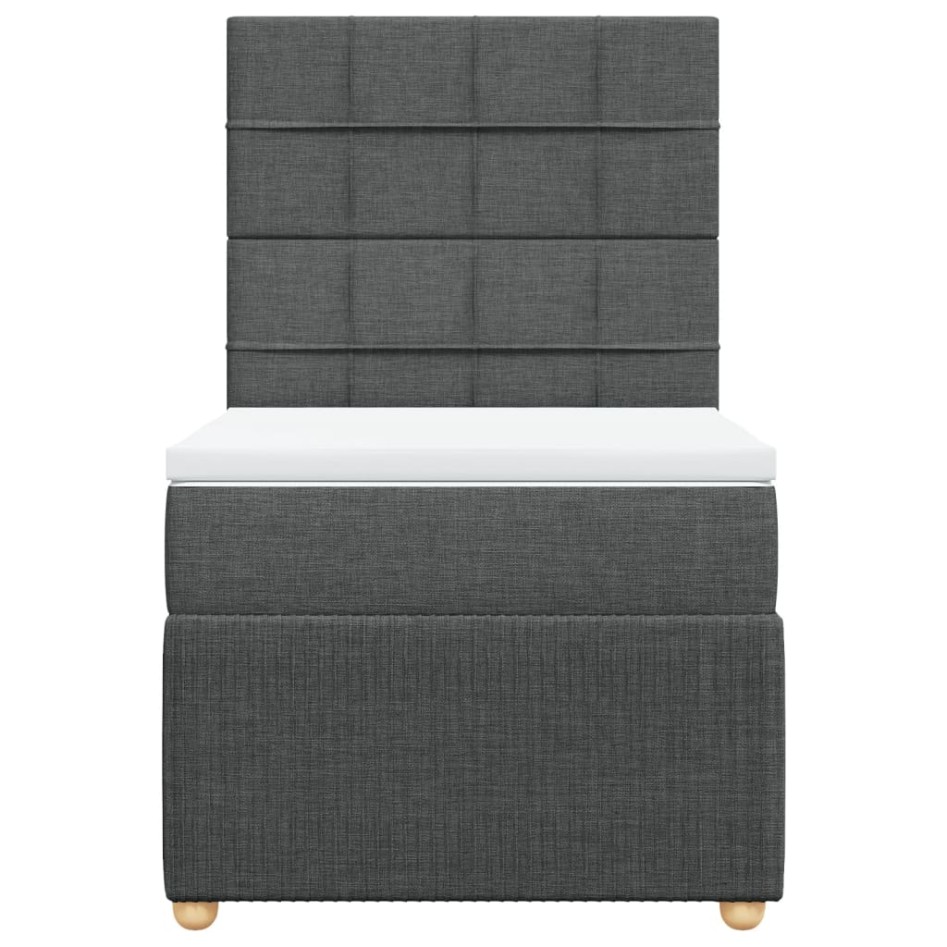 Cama box spring con colchón tela gris oscuro 90x190