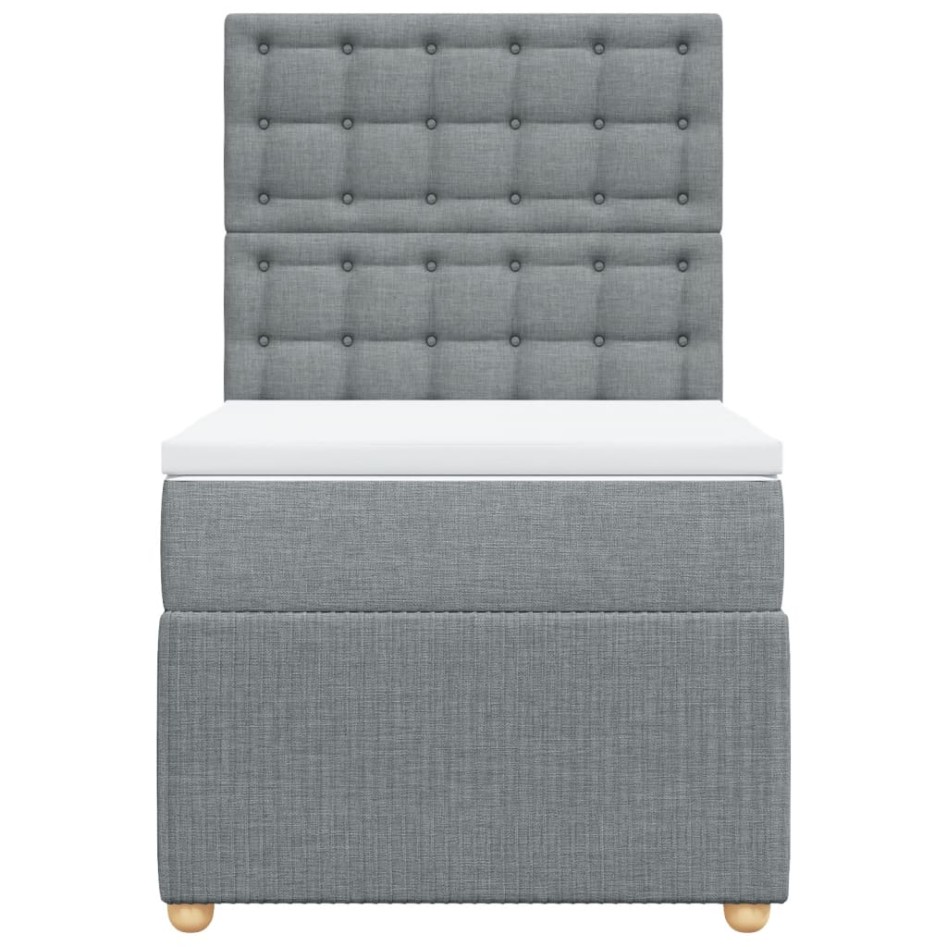 Cama box spring con colchón tela gris claro 90x190