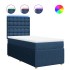 Cama box spring con colchón tela azul 90x190