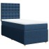 Cama box spring con colchón tela azul 90x190