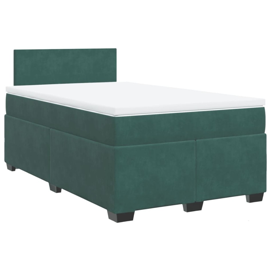 Cama box spring con colchón terciopelo verde oscuro 120x190