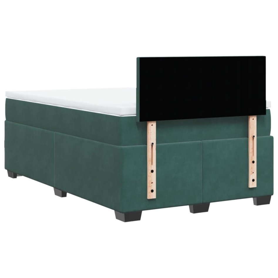 Cama box spring con colchón terciopelo verde oscuro 120x190