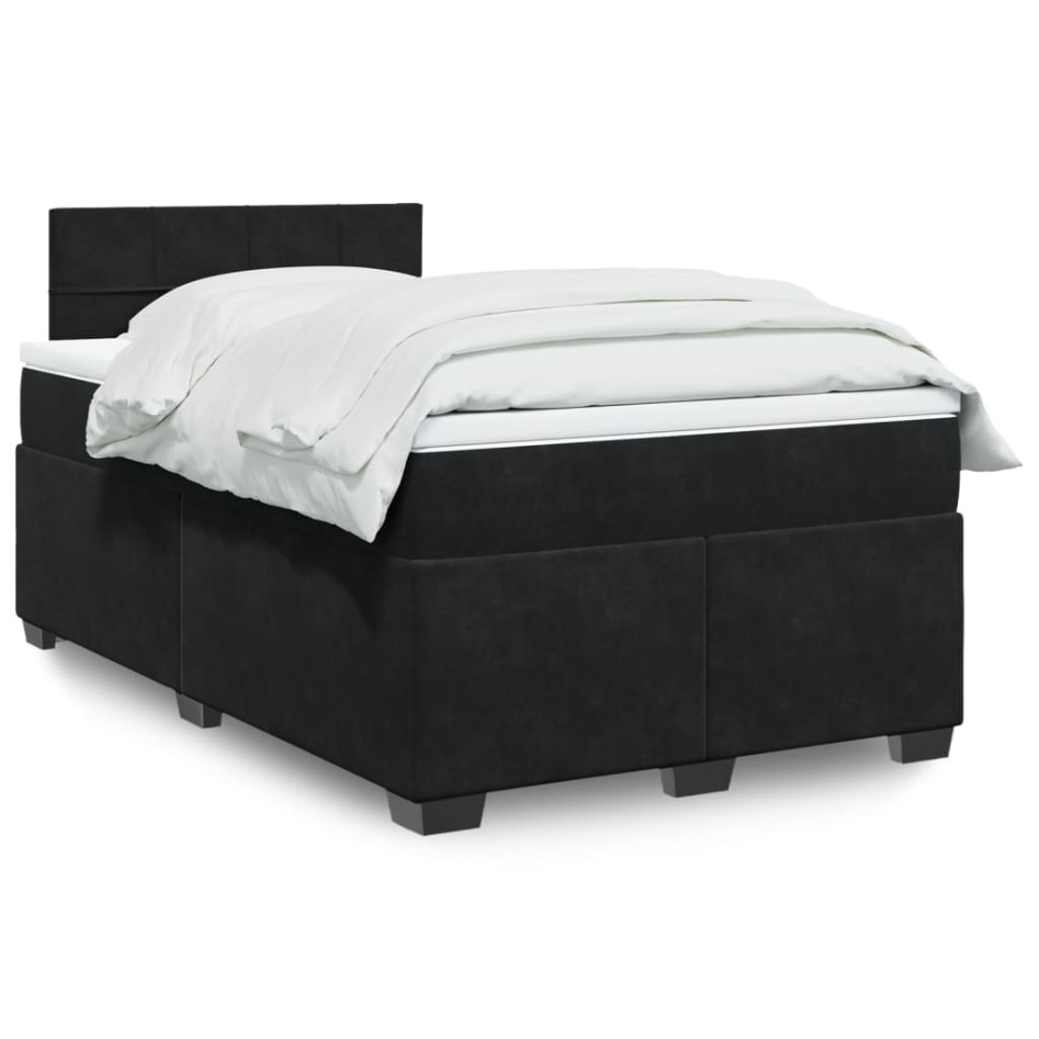 Cama box spring con colchón terciopelo negro 120x190