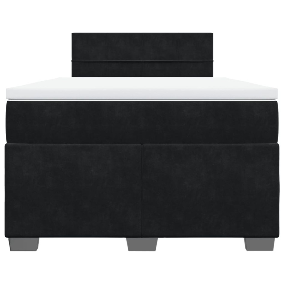 Cama box spring con colchón terciopelo negro 120x190