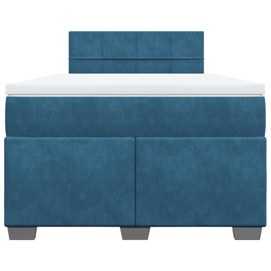 Cama box spring con colchón terciopelo azul oscuro 120x190
