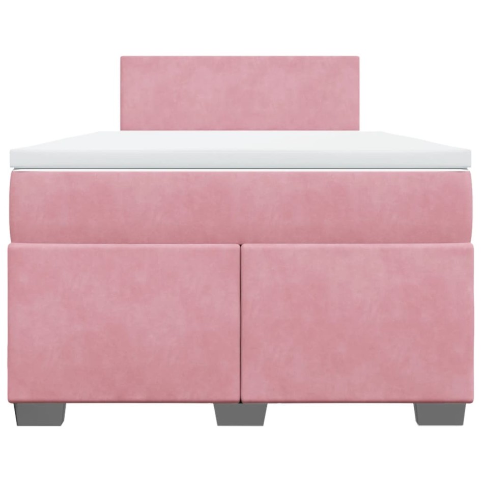 Cama box spring con colchón terciopelo rosa 120x200