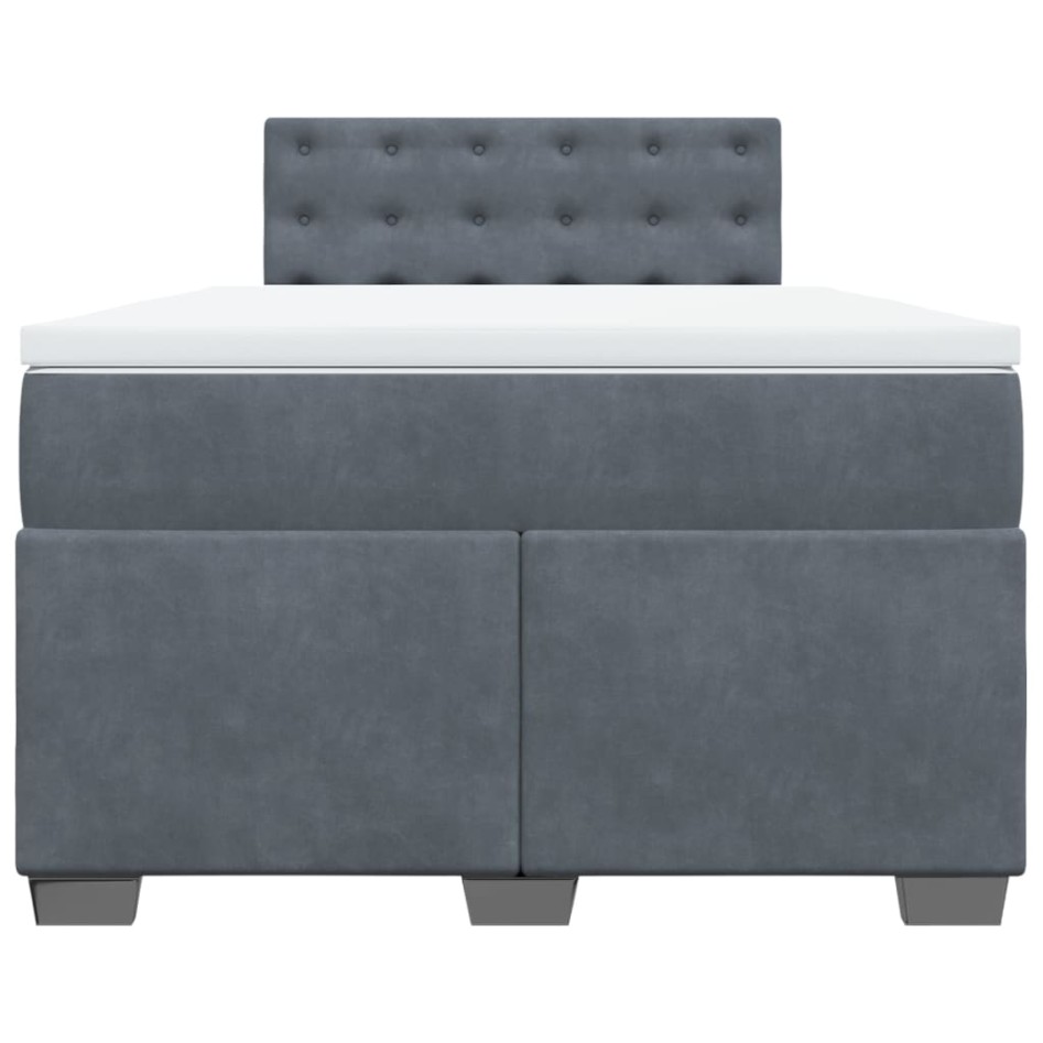 Cama box spring con colchón terciopelo gris oscuro 120x200