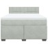 Cama box spring con colchón terciopelo gris claro 140x190