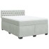 Cama box spring con colchón terciopelo gris claro 140x190