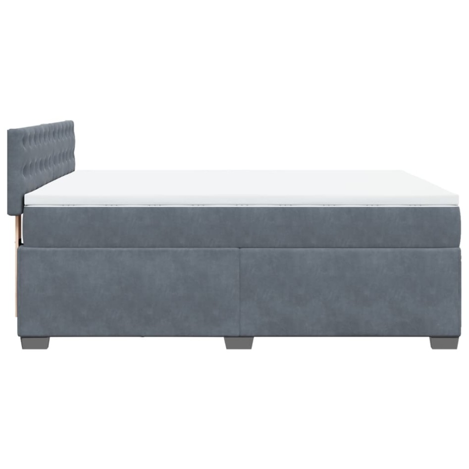 Cama box spring con colchón terciopelo gris oscuro 140x190