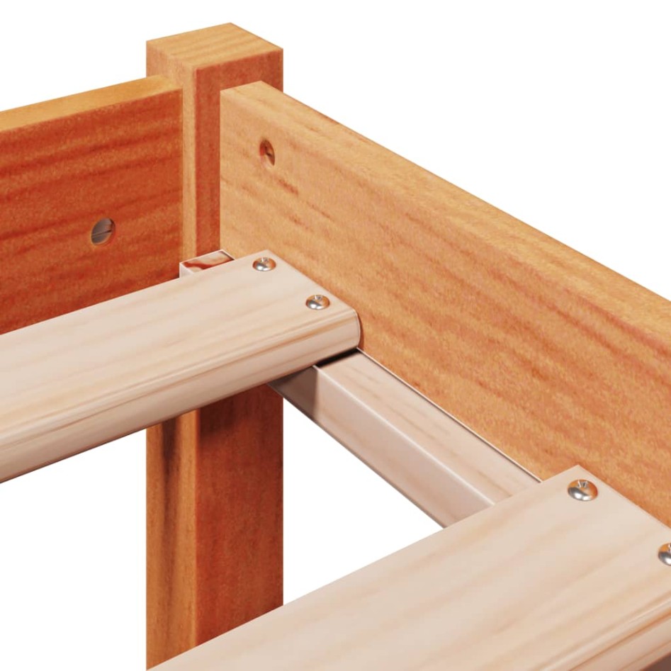 Estructura cama con cabecero madera pino marrón cera 90x190