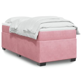 Cama box spring con colchón terciopelo rosa 100x200