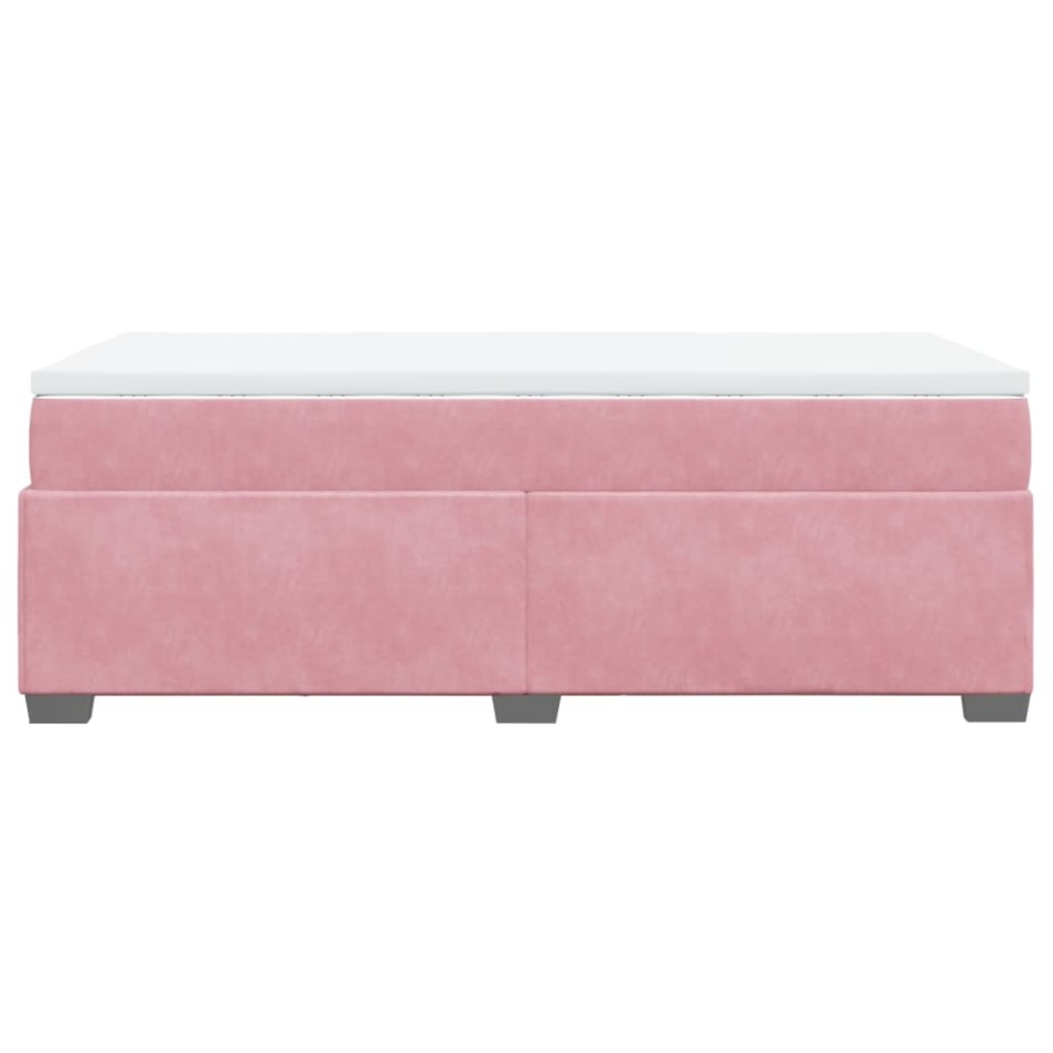 Cama box spring con colchón terciopelo rosa 100x200