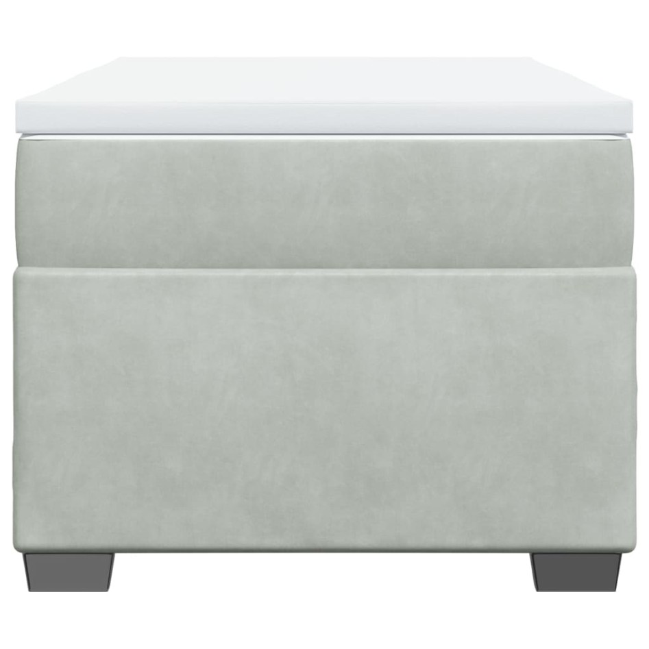 Cama box spring con colchón terciopelo gris claro 100x200