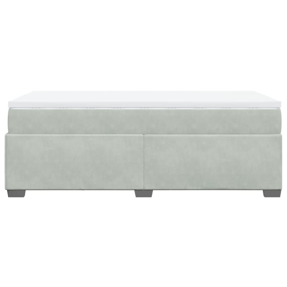 Cama box spring con colchón terciopelo gris claro 100x200