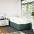 Estructura de cama sin colchón terciopelo verde oscuro