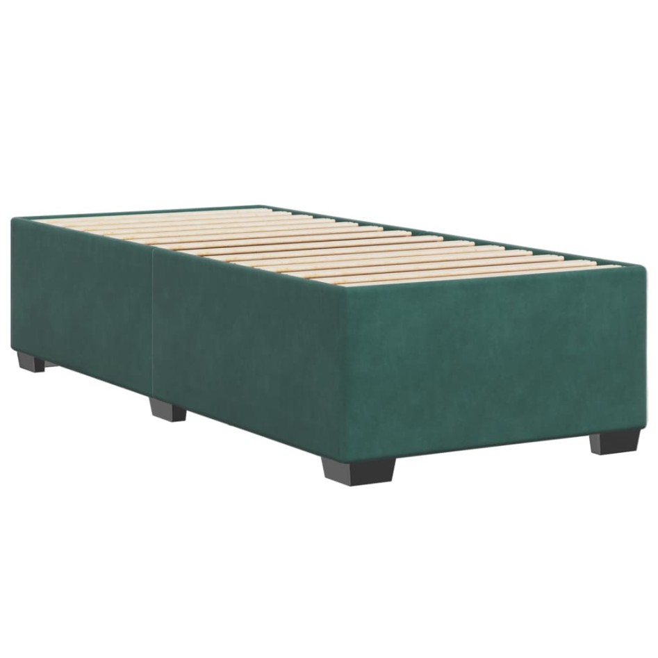 Estructura de cama sin colchón terciopelo verde oscuro