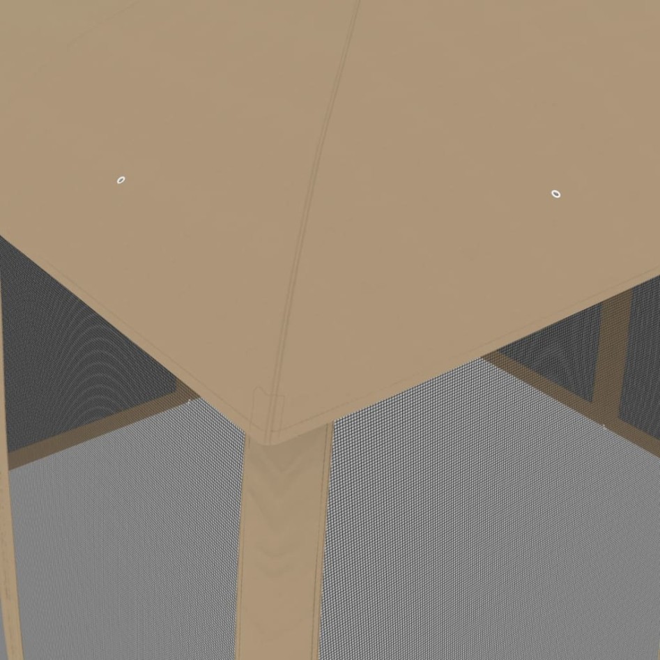 Cenador de doble techo paredes de malla acero taupe 2,93x2,93