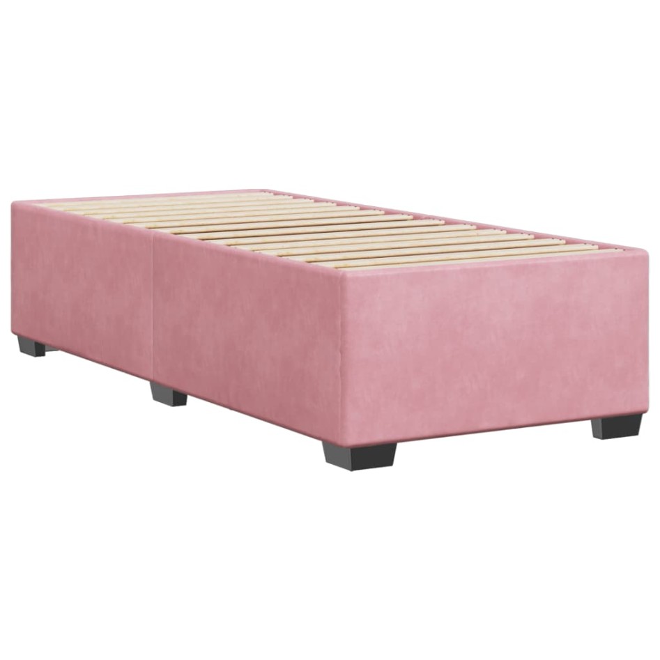 Estructura de cama sin colchón terciopelo rosa 90x200