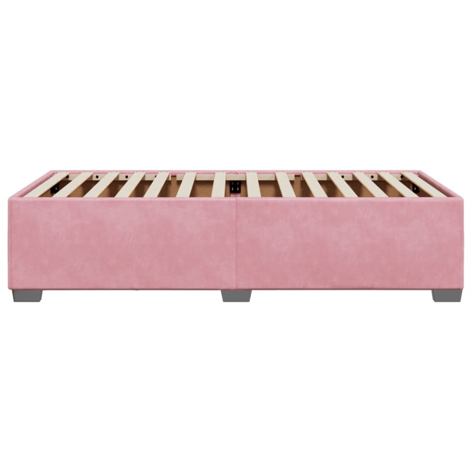 Estructura de cama sin colchón terciopelo rosa 90x200