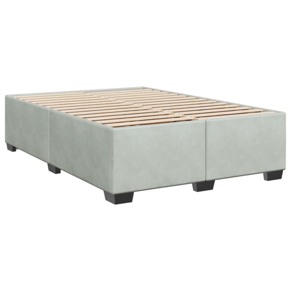 Estructura de cama sin colchón terciopelo gris claro 140x190