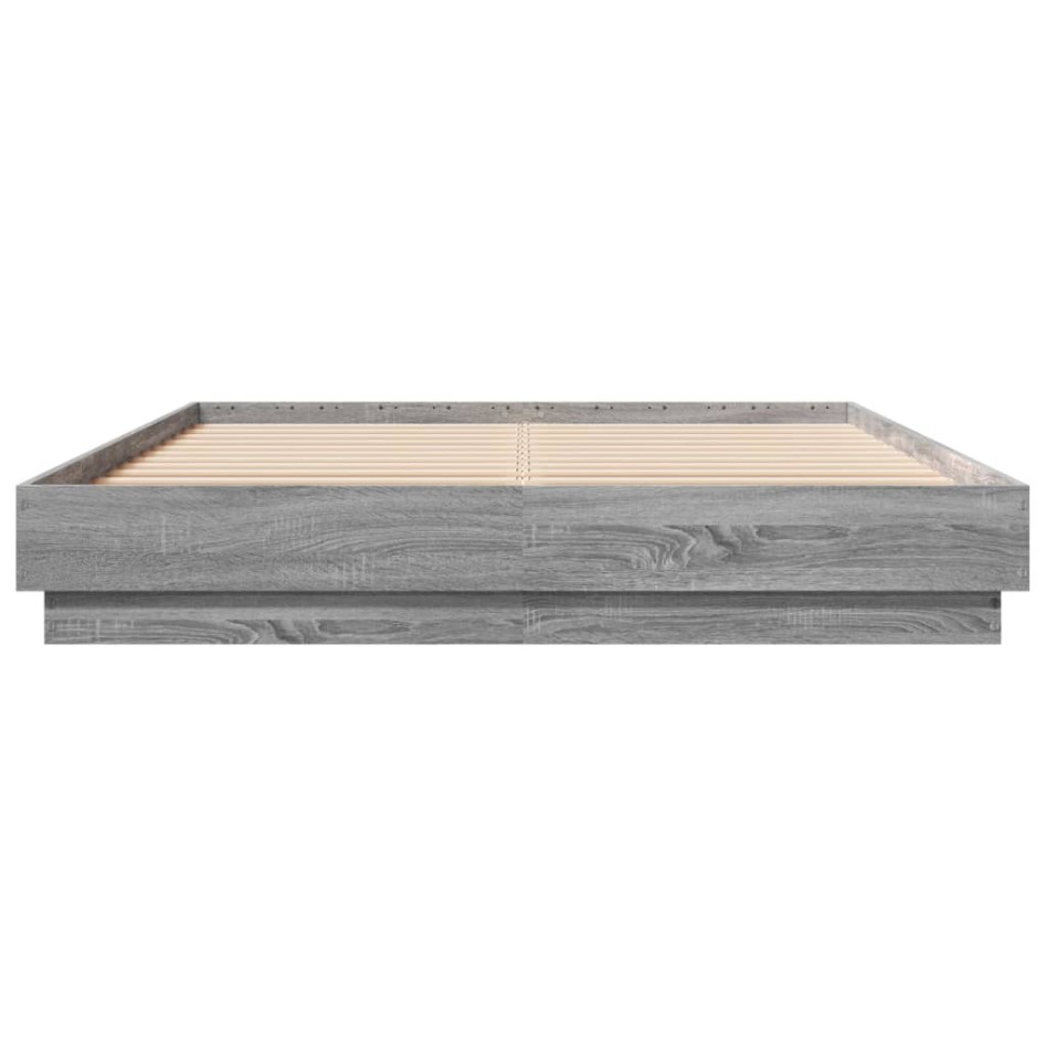 Estructura de cama con luces LED gris Sonoma 120x200