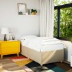 Estructura de cama sin colchón tela crema 80x200 cm