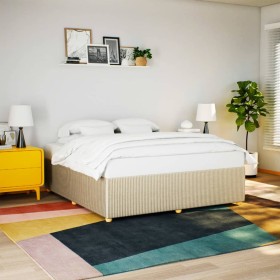 Cama sin colchón tela color crema 180x200