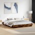 Estructura de cama con luces LED roble ahumado 200x200