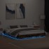 Estructura de cama con luces LED roble ahumado 200x200