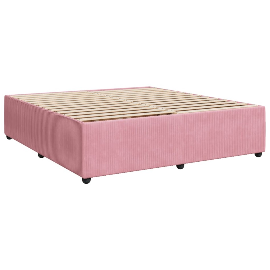Estructura de cama sin colchón terciopelo rosa 180x200