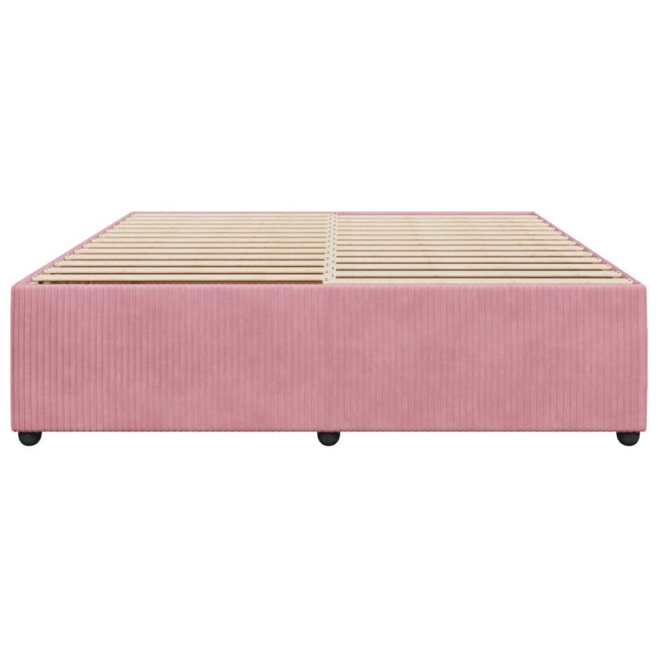 Estructura de cama sin colchón terciopelo rosa 180x200