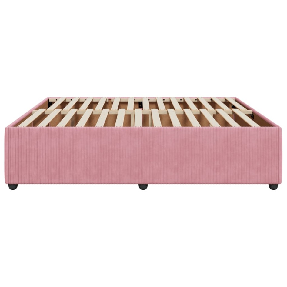 Estructura de cama sin colchón terciopelo rosa 180x200
