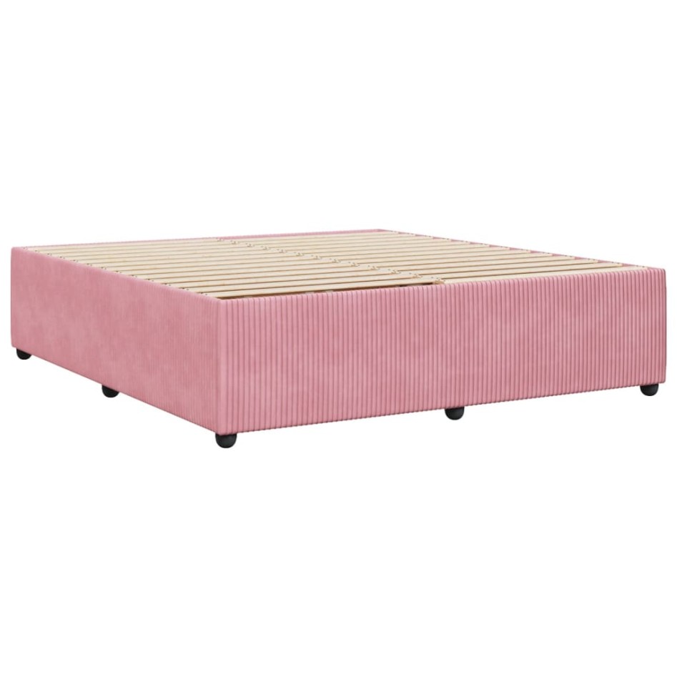 Estructura de cama sin colchón terciopelo rosa 180x200