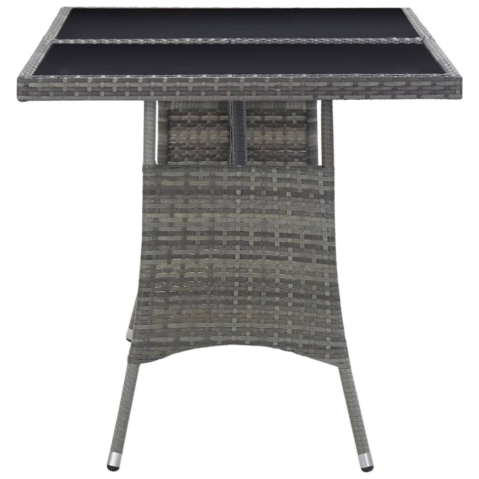 Mesa de jardín ratán sintético gris 140x80x74