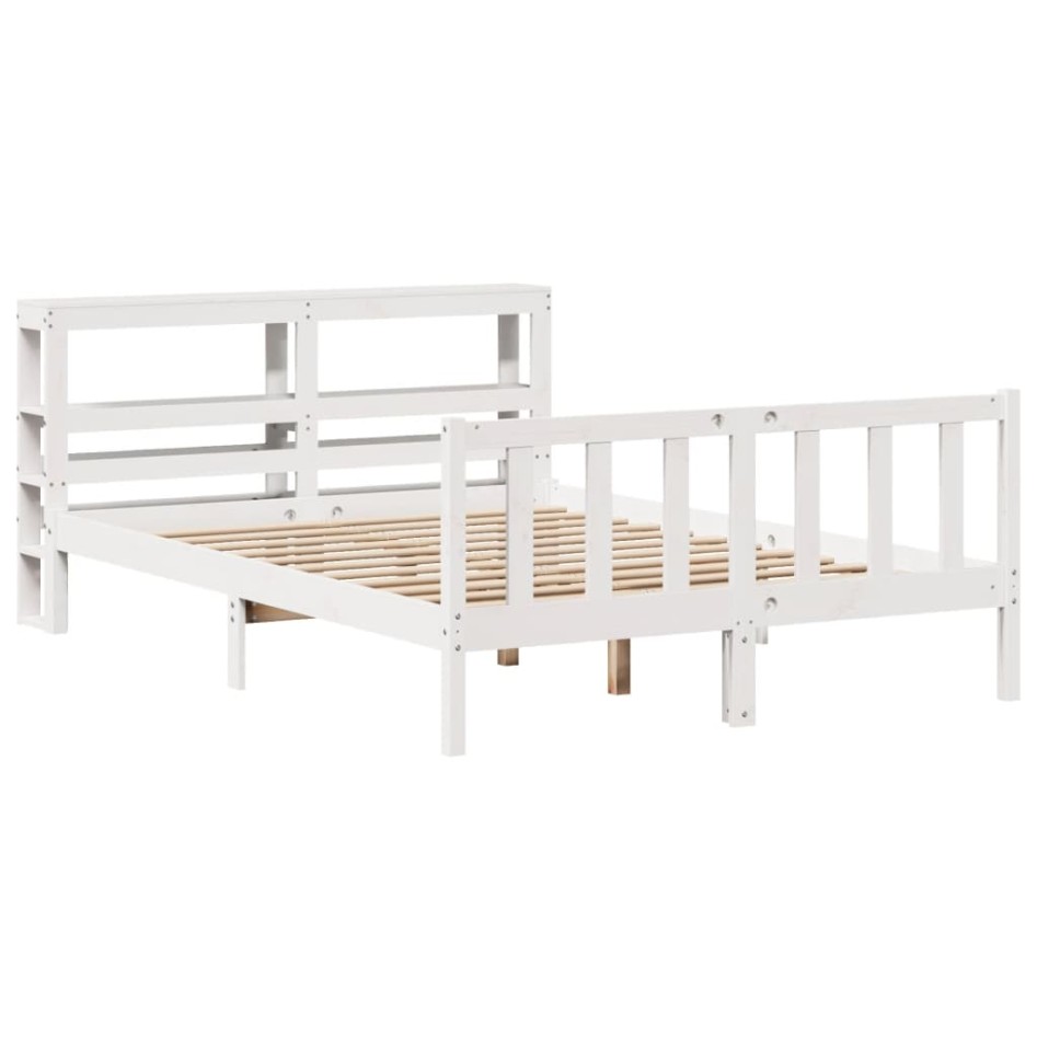 Estructura de cama sin colchón madera de pino blanca 150x200