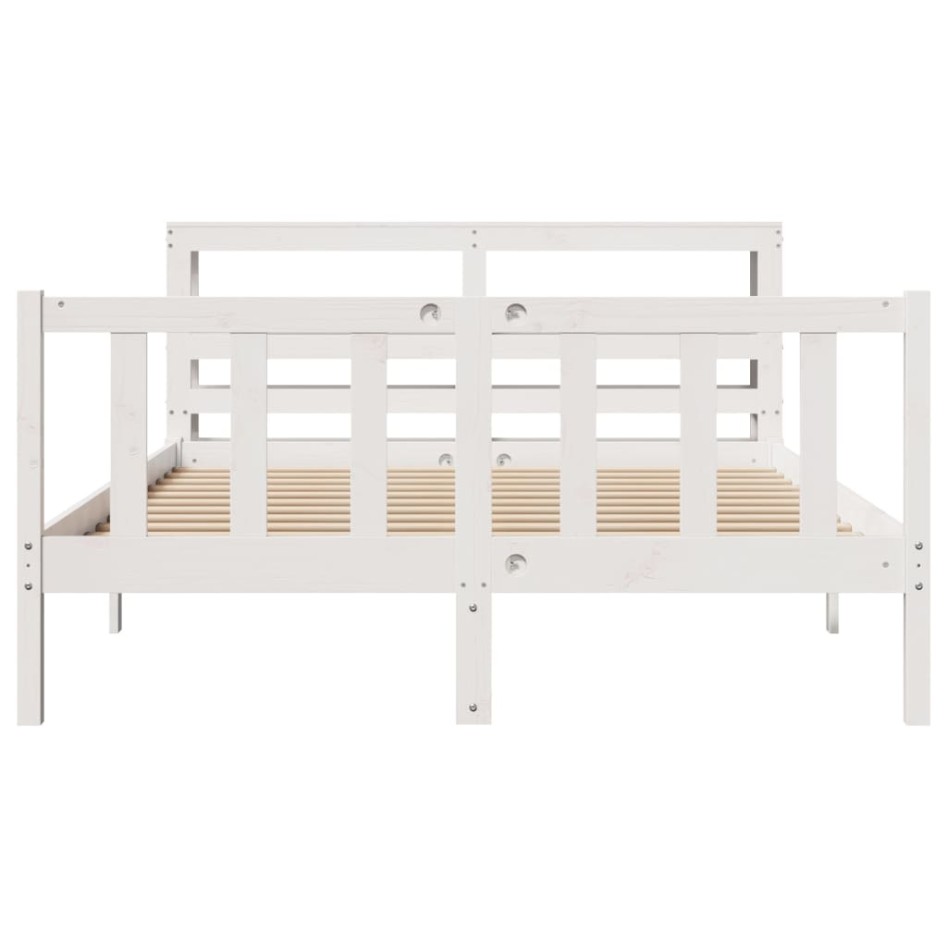 Estructura de cama sin colchón madera de pino blanca 150x200