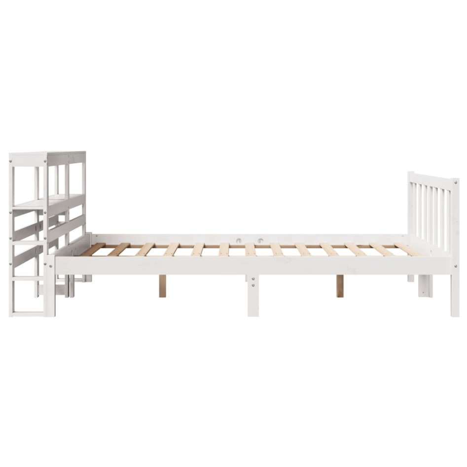 Estructura de cama sin colchón madera de pino blanca 150x200